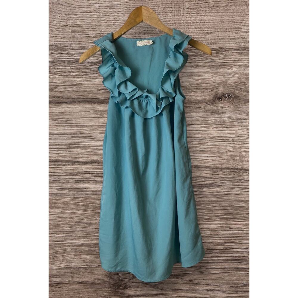 Pins and Needles Deep Mint Green Sleeveless Ruffle Neck Tunic Size Small